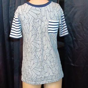 Boys Size 12/14 Cat & Jack Star and Nautical Blue Stripped Tee Shirt Boat